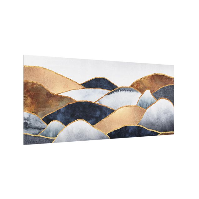 Glass splashback landscape Golden Mountains Watercolour