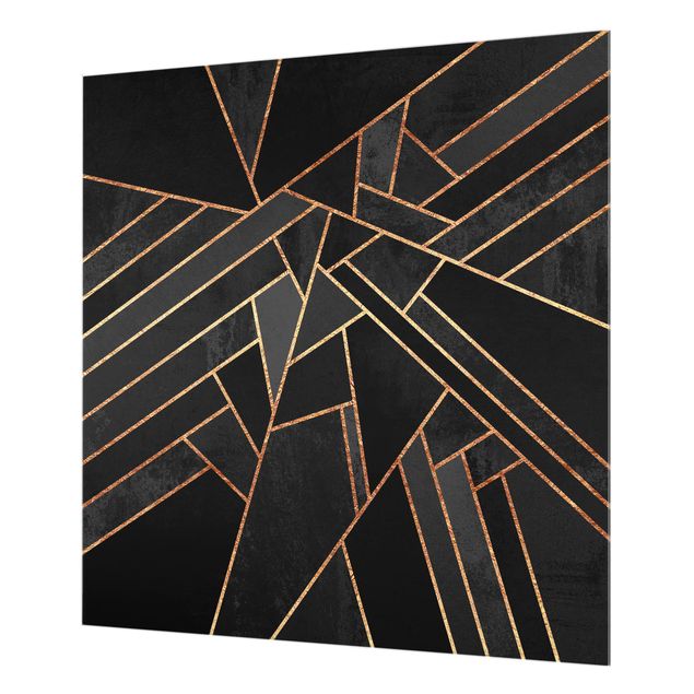Glass Splashback - Black Triangles Gold - Square 1:1