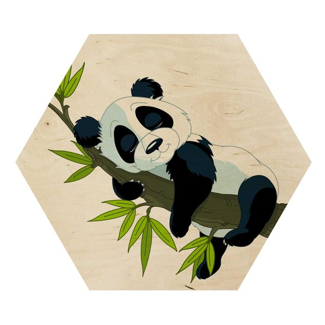 Wooden hexagon - Sleeping Panda