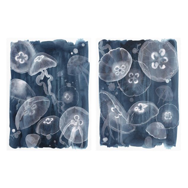 Print on canvas - Moon Jellyfish Set I