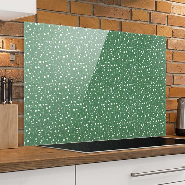 Patterned glass splashbacks Natural Pattern Growth With Dots On Green