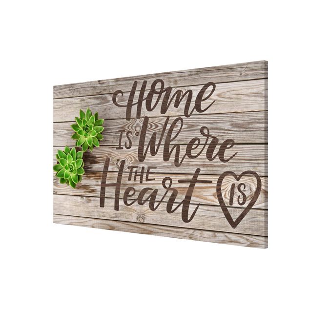 Magnetic memo board - Home is where the Heart is on Wooden Board