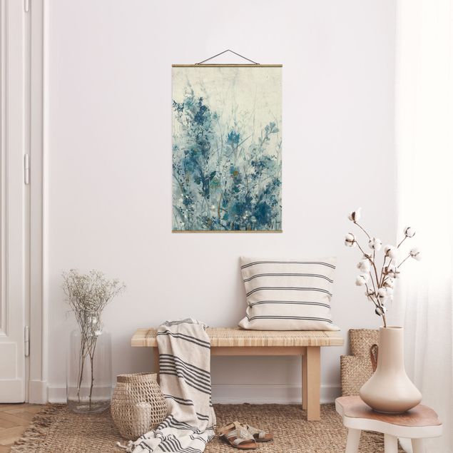 Fabric print with poster hangers - Blue Spring Meadow I
