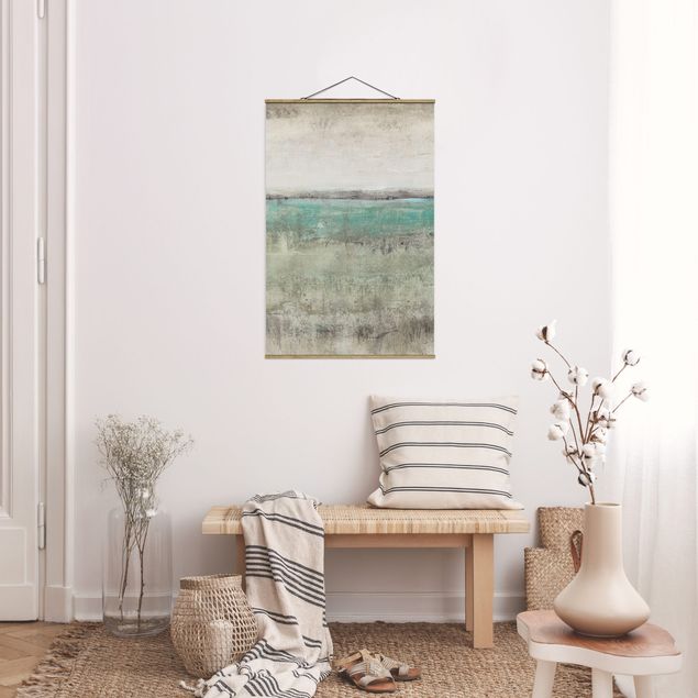 Fabric print with poster hangers - Horizon Over Turquoise I