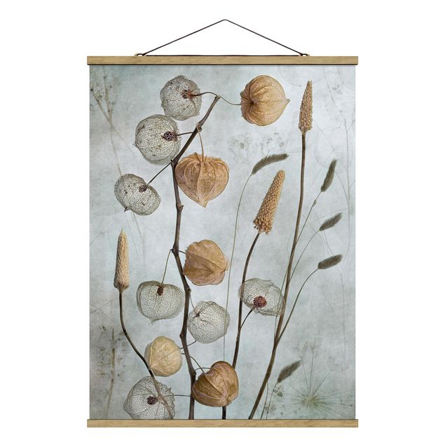 Fabric print with poster hangers - Lantern Fruit In Autumn