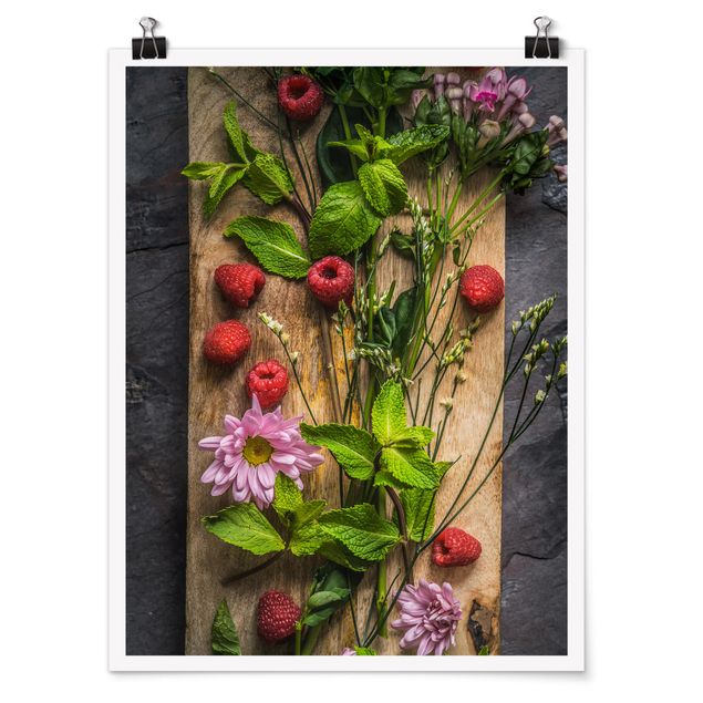 Poster - Flowers Raspberries Mint