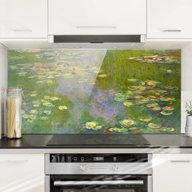 Glass splashback kitchen flower Claude Monet - Green Waterlilies