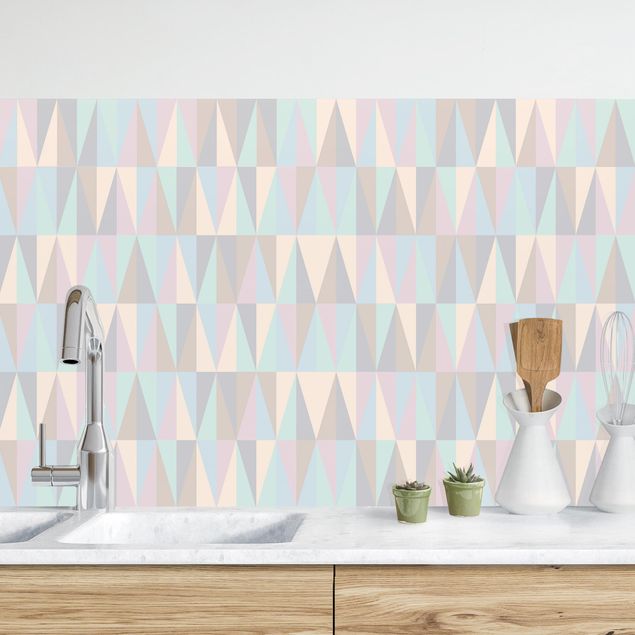 Kitchen splashback patterns Triangles In Pastel Colours II