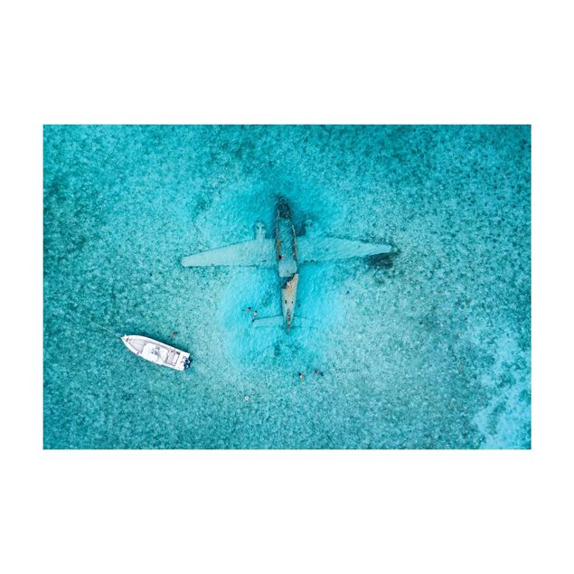 nature mats Top View Airplane Wreckage In The Ocean