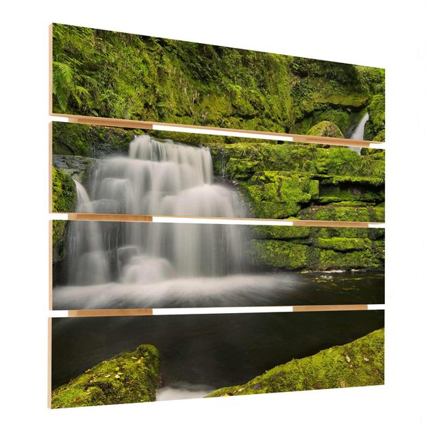 Print on wood - Lower Mclean Falls In New Zealand
