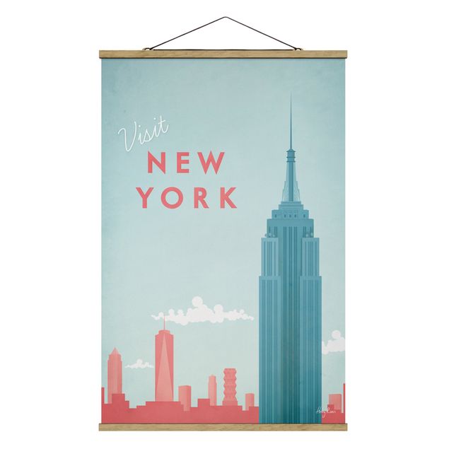 Fabric print with poster hangers - Travel Poster - New York