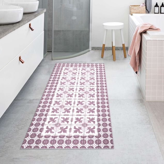 kitchen runner rugs Moroccan Tiles With Ornaments With Tile Frame