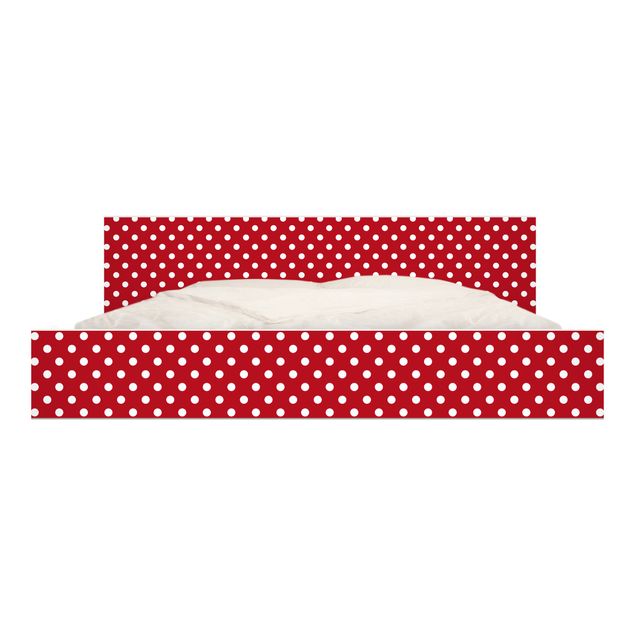 Adhesive film for furniture IKEA - Malm bed 180x200cm - No.DS92 Dot Design Girly Red