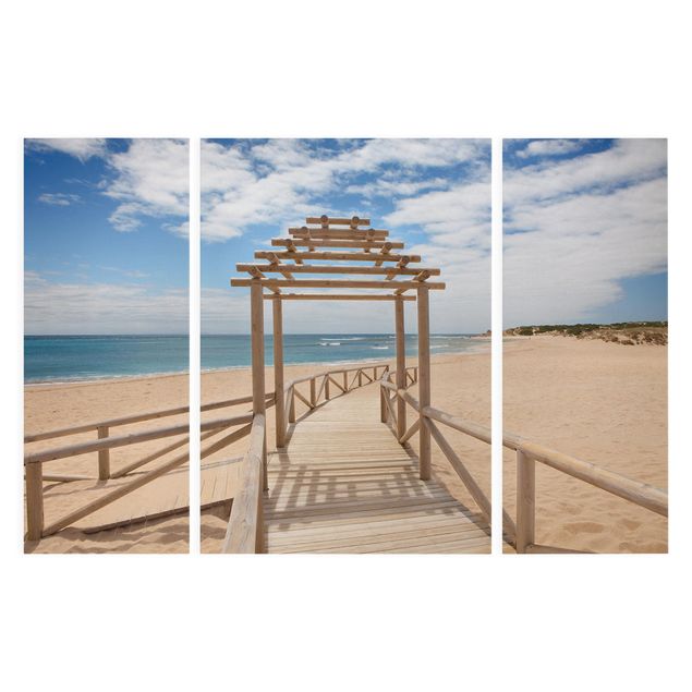 Print on canvas 3 parts - Beach Path To The Sea In Andalusia