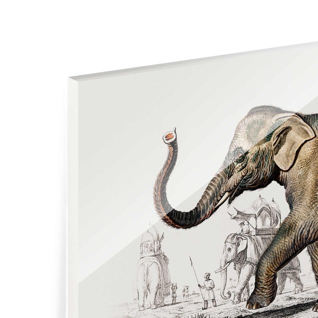 Glass print - Vintage Board Elephant