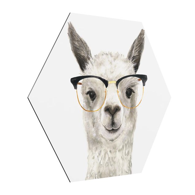 Alu-Dibond hexagon - Hip Lama With Glasses I