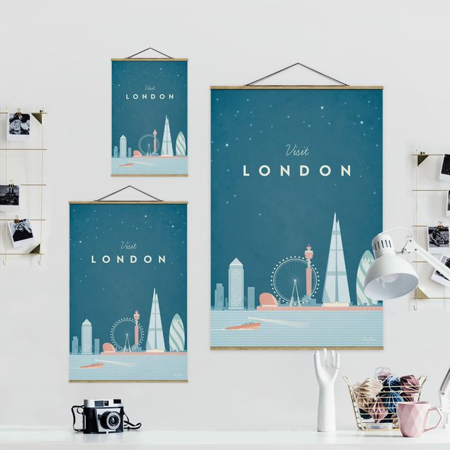 Fabric print with poster hangers - Travel Poster - London