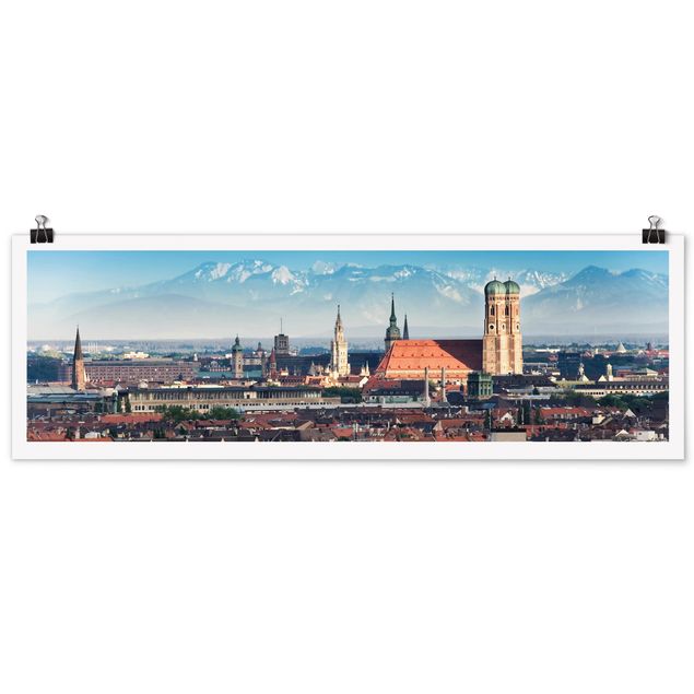 Panoramic poster architecture & skyline - Munich
