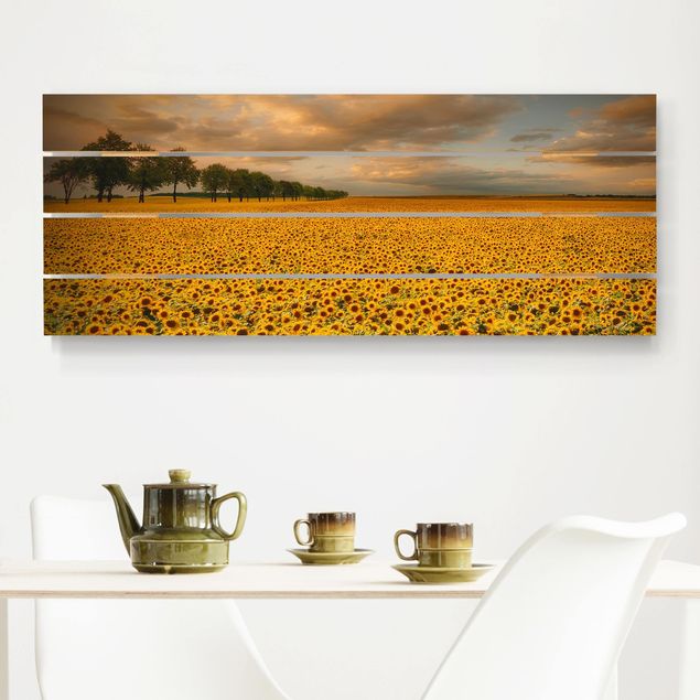 Print on wood - Field With Sunflowers