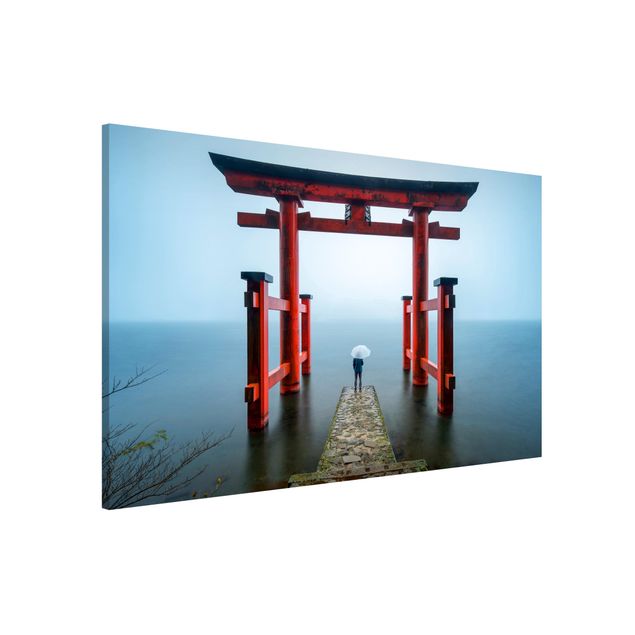Magnetic memo board - Red Torii At Lake Ashi