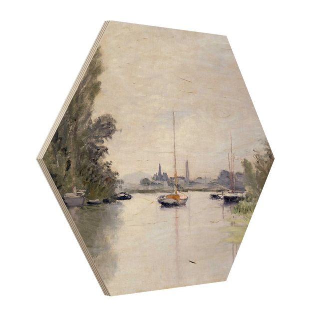 Wooden hexagon - Claude Monet - Argenteuil Seen From The Small Arm Of The Seine