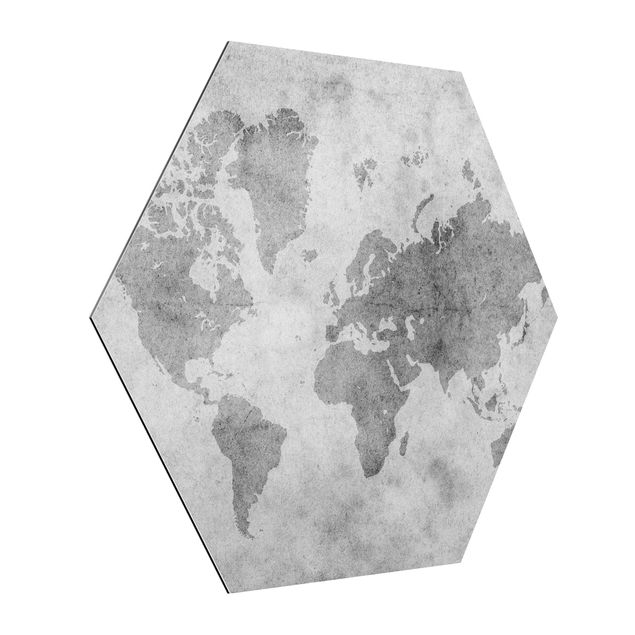 Alu-Dibond hexagon - Vintage World Map II