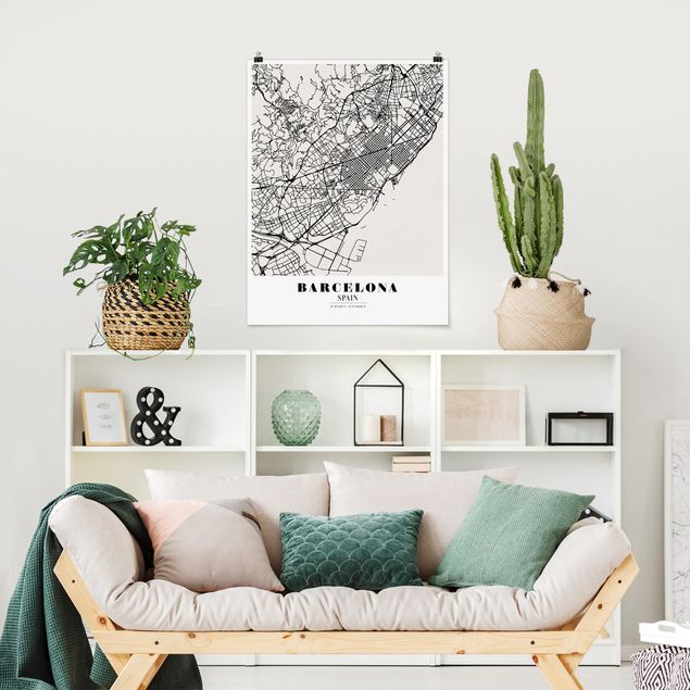 Poster city, country & world maps - Barcelona City Map - Classic