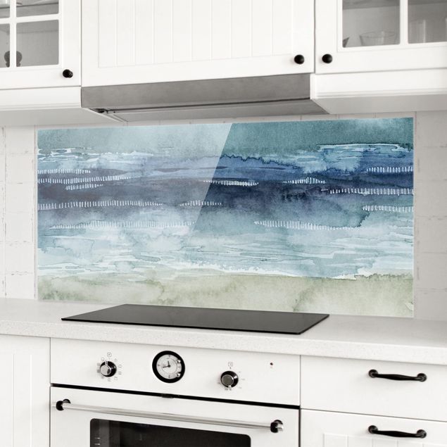 Glass splashback kitchen landscape Marine Fog I