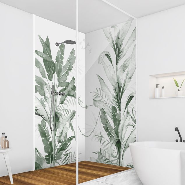 Shower wall cladding - Tropical Palm Trees And Leaves