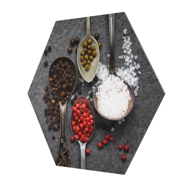 Alu-Dibond hexagon - Spices On Vintage Spoons