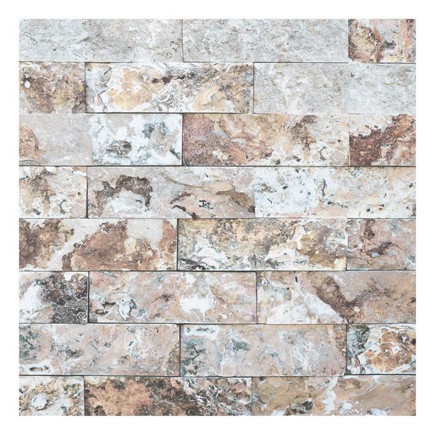 Glass Splashback - Natural Marble Stone Wall - Square 1:1