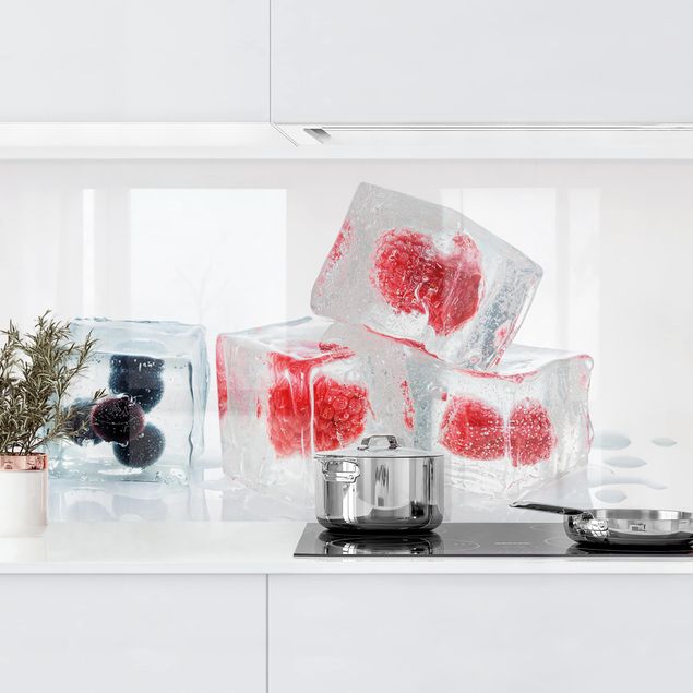Kitchen splashback fruits and vegetables Friut In Ice Cubes
