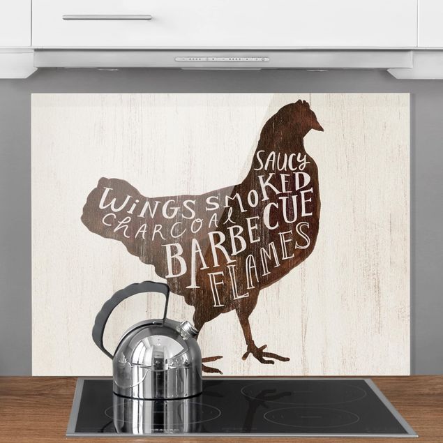 Glass splashback kitchen animals Farm BBQ - Chicken