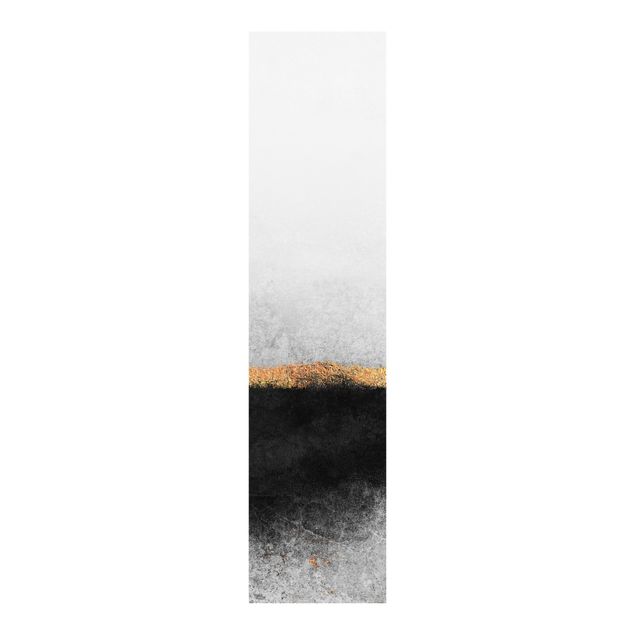 Sliding panel curtain - Abstract Golden Horizon Black And White