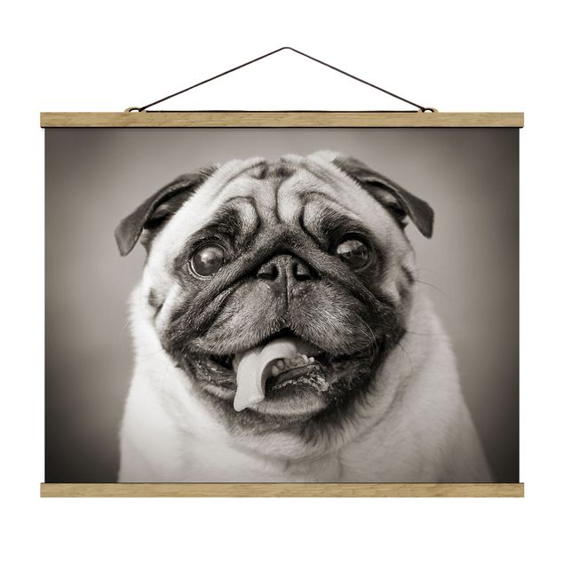 Fabric print with poster hangers - Funny Pug