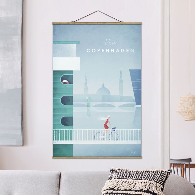 Fabric print with poster hangers - Travel Poster - Copenhagen
