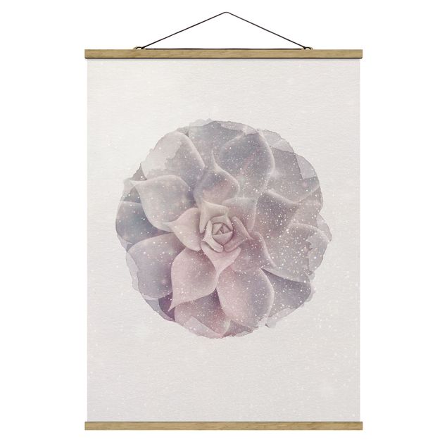 Fabric print with poster hangers - WaterColours - Cactus Succulent