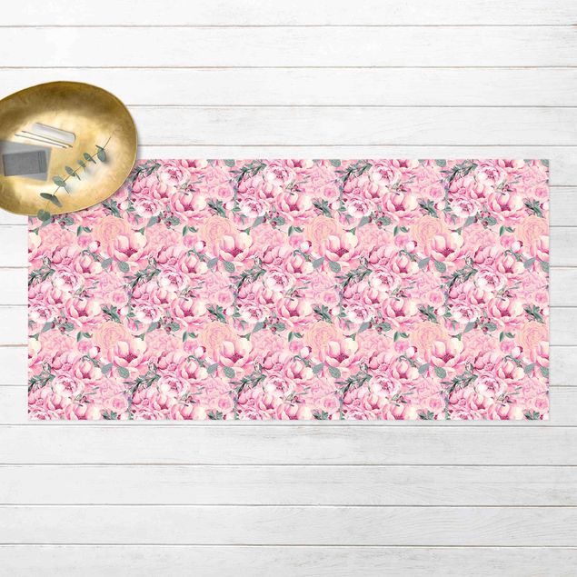 Balcony rugs Pink Flower Dream Pastel Roses In Watercolour