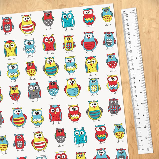 Adhesive film - Kids Pattern With Various Owls
