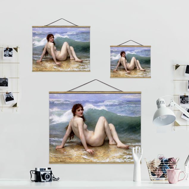 Fabric print with poster hangers - William Adolphe Bouguereau - The Wave