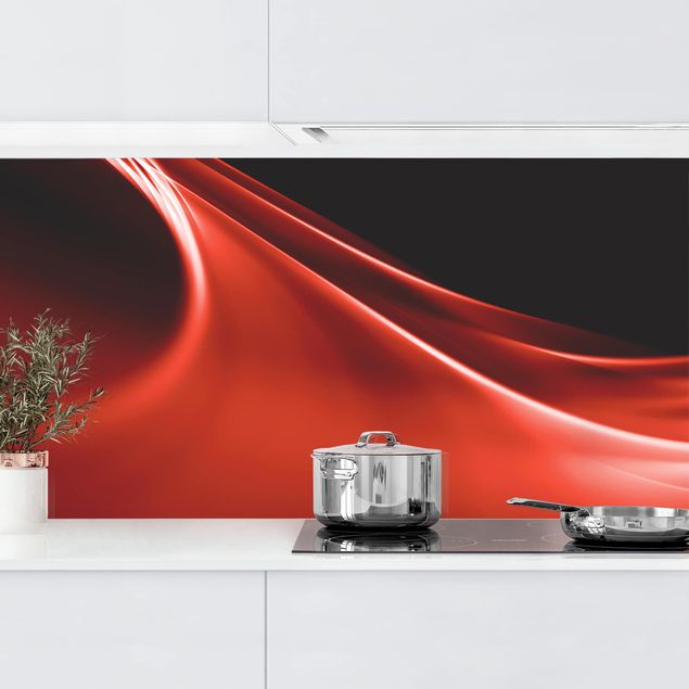 Kitchen splashback abstract Red Wave