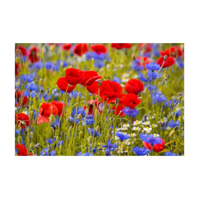 Red rugs Summer Meadow With Poppies And Cornflowers