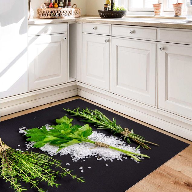 Modern rugs Herbs On Salt Black Backdrop