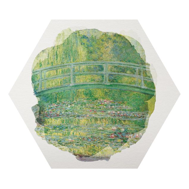 Alu-Dibond hexagon - Water Colours - Claude Monet - Japanese Bridge