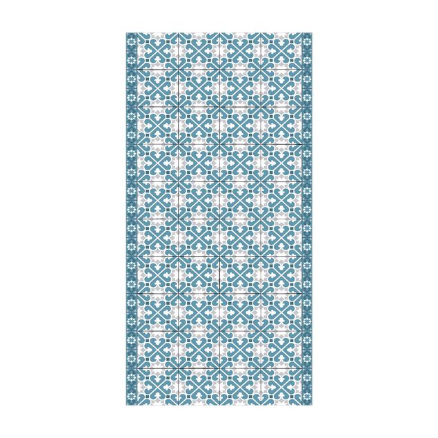 contemporary rugs Geometrical Tile Mix Hearts Blue Grey