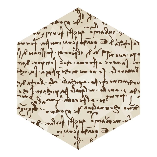 Self-adhesive hexagonal pattern wallpaper - Da Vinci Manuscript