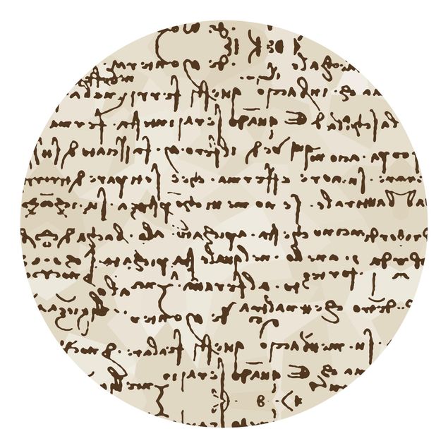 Self-adhesive round wallpaper - Da Vinci Manuscript
