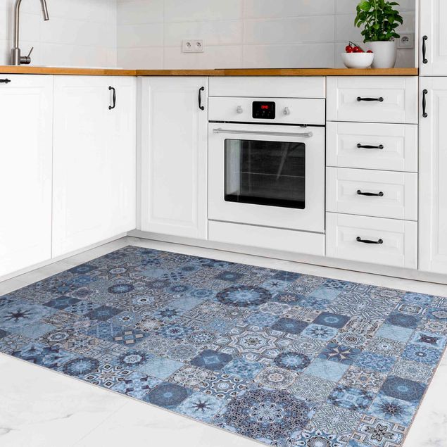 rug tile pattern Art Deco Tiles Bluish Grey Marble With Golden Shimmer