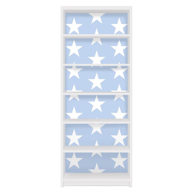 Adhesive film for furniture IKEA - Billy bookcase - White Stars On Blue