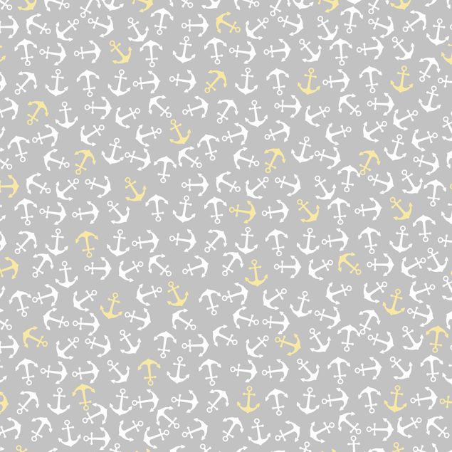 Adhesive film for furniture - Anchor White Yellow On Grey